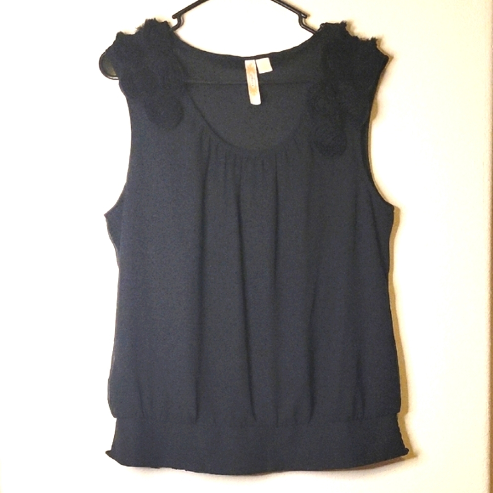 Adiva Sleevless Banded Top, L, Black, EUC